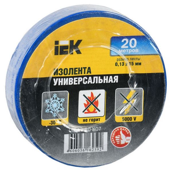 Изолента Iek uiz-13-10-k07-10pcs 20 м x 15 мм, синий