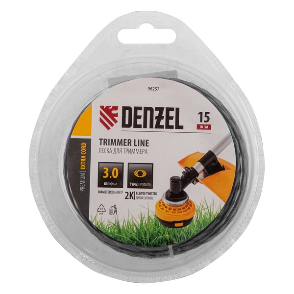 Леска для садовых триммеров Denzel EXTRA CORD 96257 (3 мм, 15 м, эллипс)
