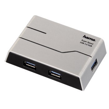 USB-Хаб HAMA SuperSpeedActive(39879) портов:4 серебристый